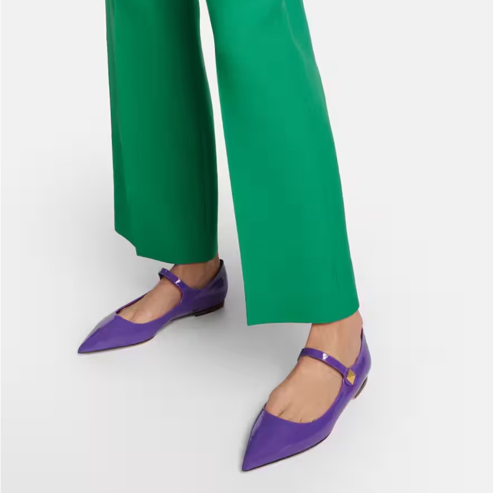 Valentino Ma Belle Patent Leather Flats Mary Jane Purple 37